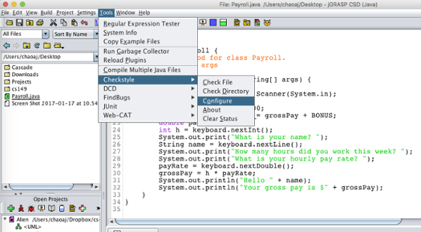 Configure screenshot